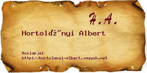 Hortolányi Albert névjegykártya