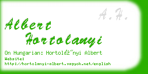 albert hortolanyi business card